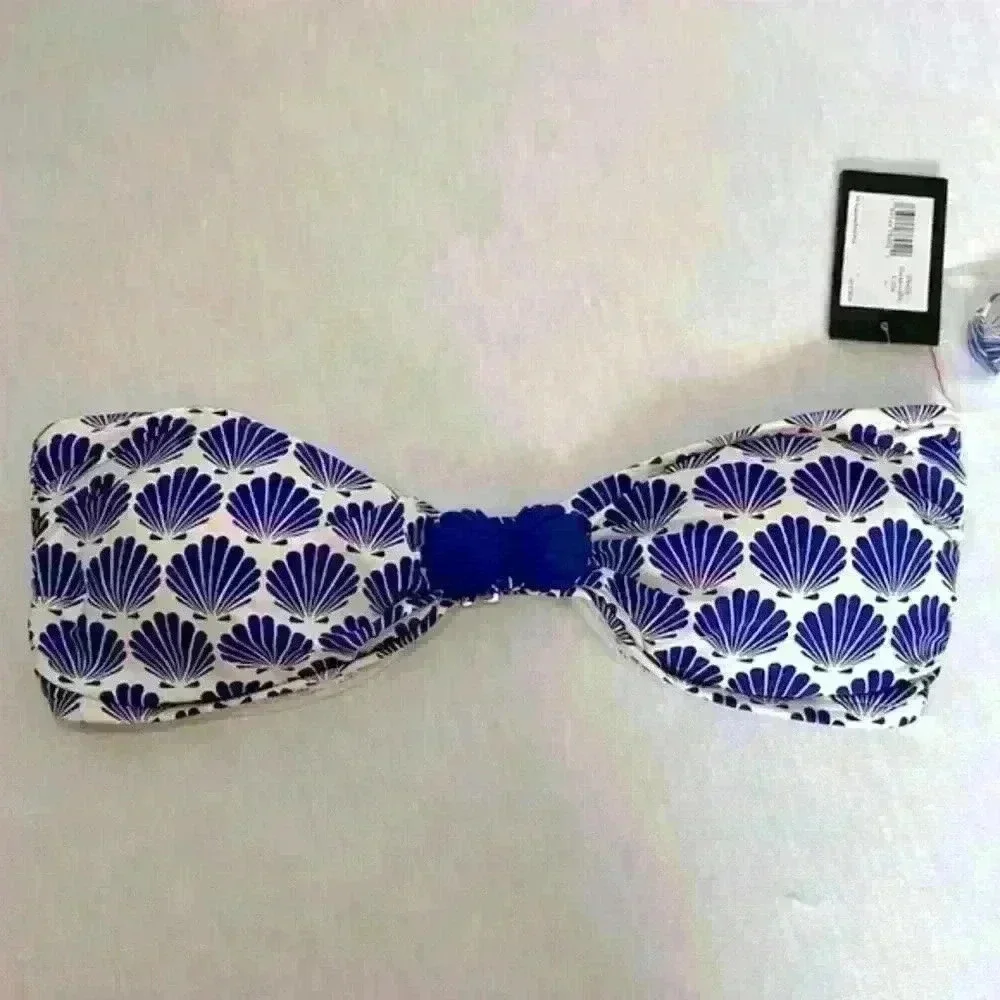 Kate Spade NWT Bikini Set Blueberry Colored Shells on a White Background Size M